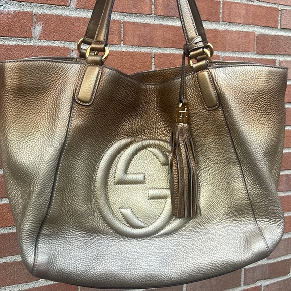 Authentic Gucci Limited Edition Large Soho Metallic Ombré Bronze Gold Chain - Picture 13 of 17